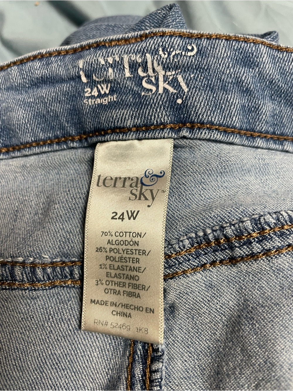 Terra & Sky Light Blue Straight Leg Jeans - Picture 2 of 2